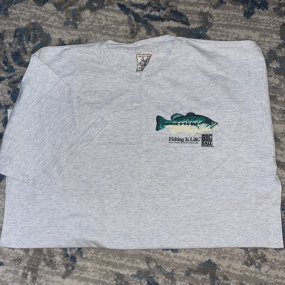 1994 Big Ball Sports “Fishing Is Life.” Gray T-Shirt